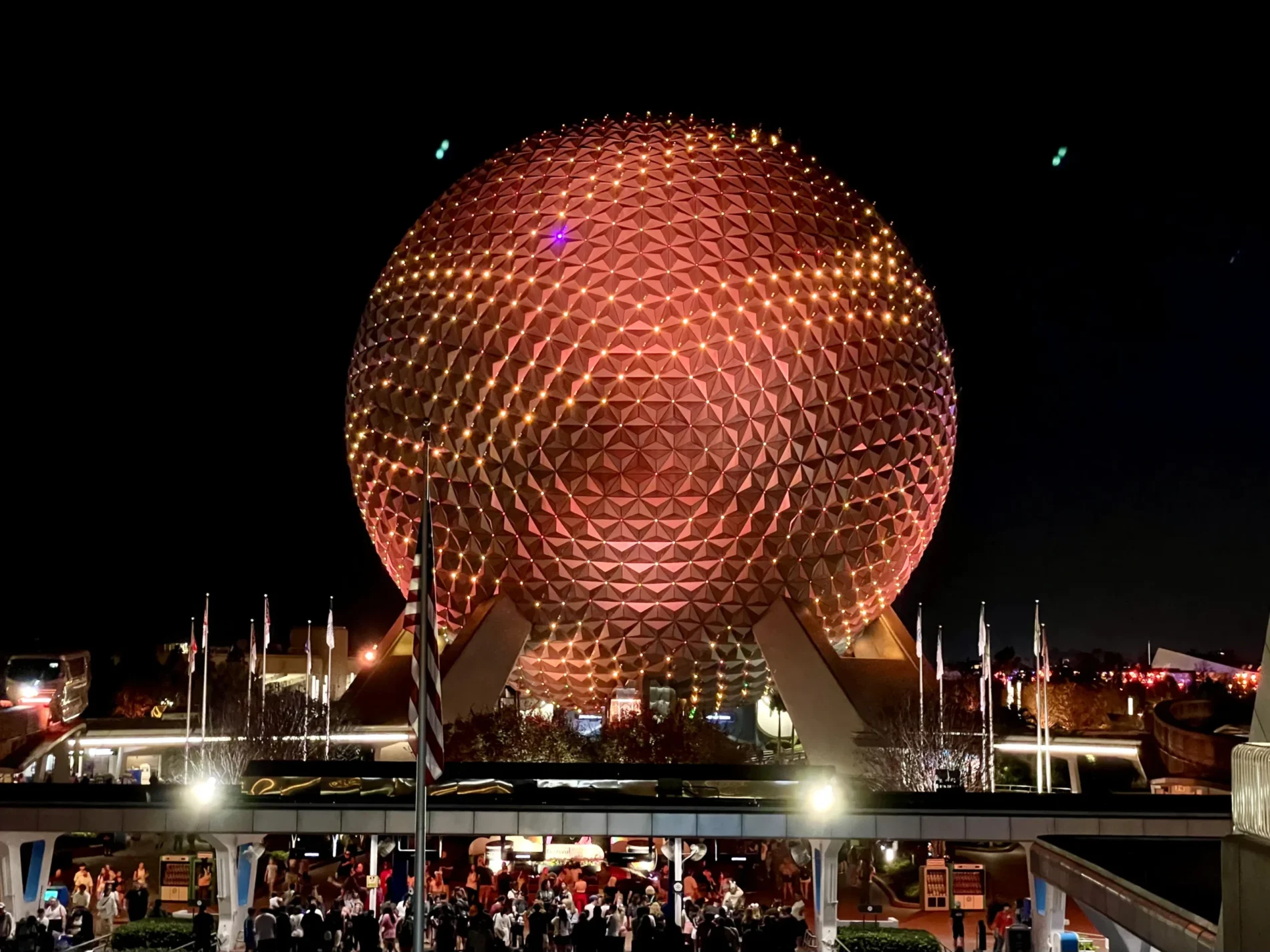Epcot ball at night